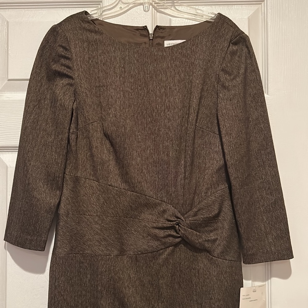 NWT Liz Claiborne 3/4 Sleeve Career/Dinner Dress in Brownish Sz 4